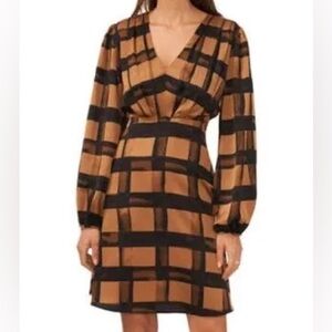 Halogen Plaid V-Neck Dress